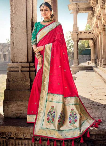 Dark Red Colour Gajraj 300 New Latest Designer Ethnic Wear Banarasi Silk Saree Collection 313